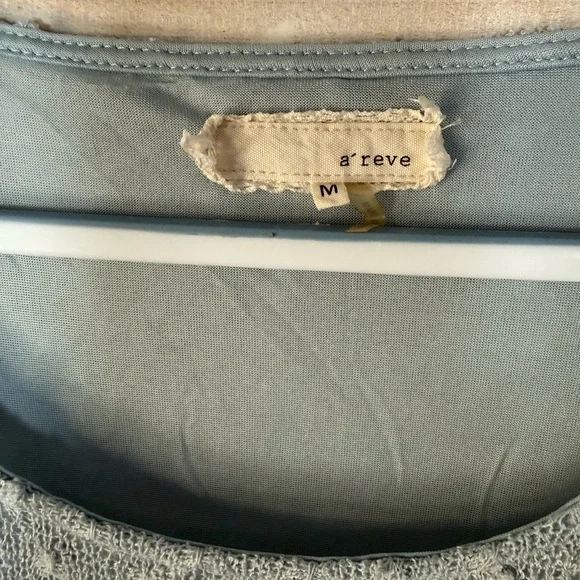 A’Reve Anthropologie Powder Blue Lace Tunic Mini Dress Sweater Size M - Picture 2 of 5